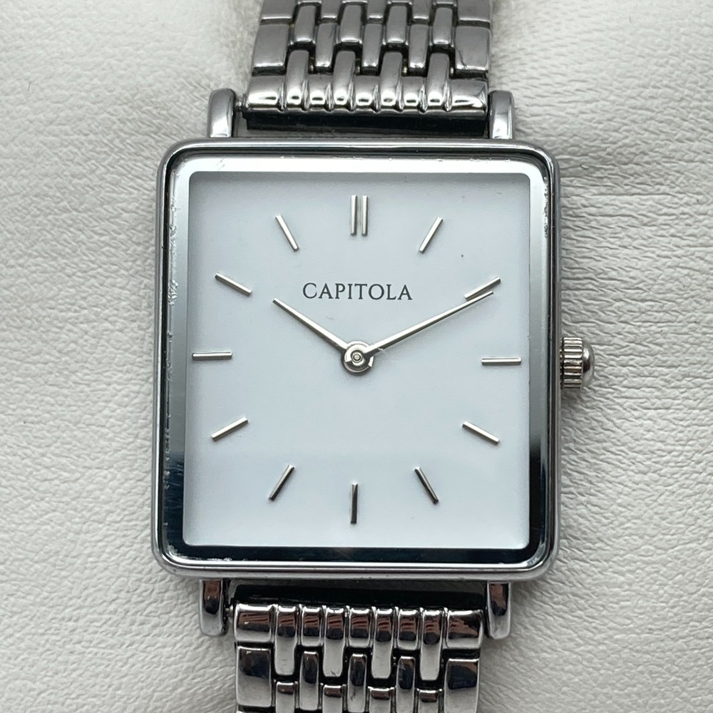 Capitola Women's Watch 26mm Silver Tone Modern Rectangle New Battery SMALL 5.75"